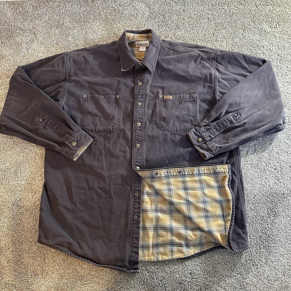 Carhartt Chore Jacket Men's XL Tall Canvas Barn Coat Workwear Utility Flannel